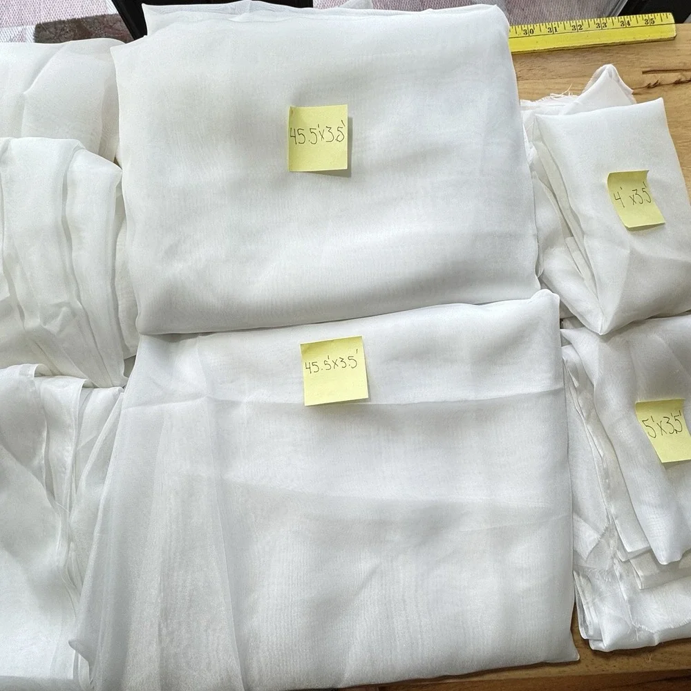 Lot‎ 7 VTG White Sheer Organza Fabric Cuts – 59yd Total 3.5ft Wide Bridal Decor